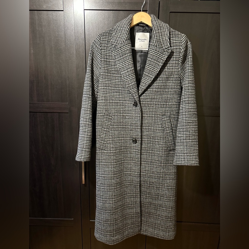 Abercrombie & Fitch Plaid Wool Blend Coat | Oversized Fit | Size XS